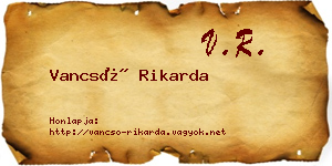 Vancsó Rikarda névjegykártya
